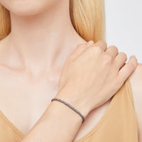 Mini granelli bracelet in titanium, chain and brisè ring closure in steel, t-bar in 9K rose gold, plaquettes in titanium and steel  - Rose Gold & Titanium