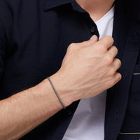 Mini granelli bracelet in titanium, chain and brisè ring closure in steel, t-bar in 9K rose gold, plaquettes in titanium and steel  - Rose Gold & Titanium