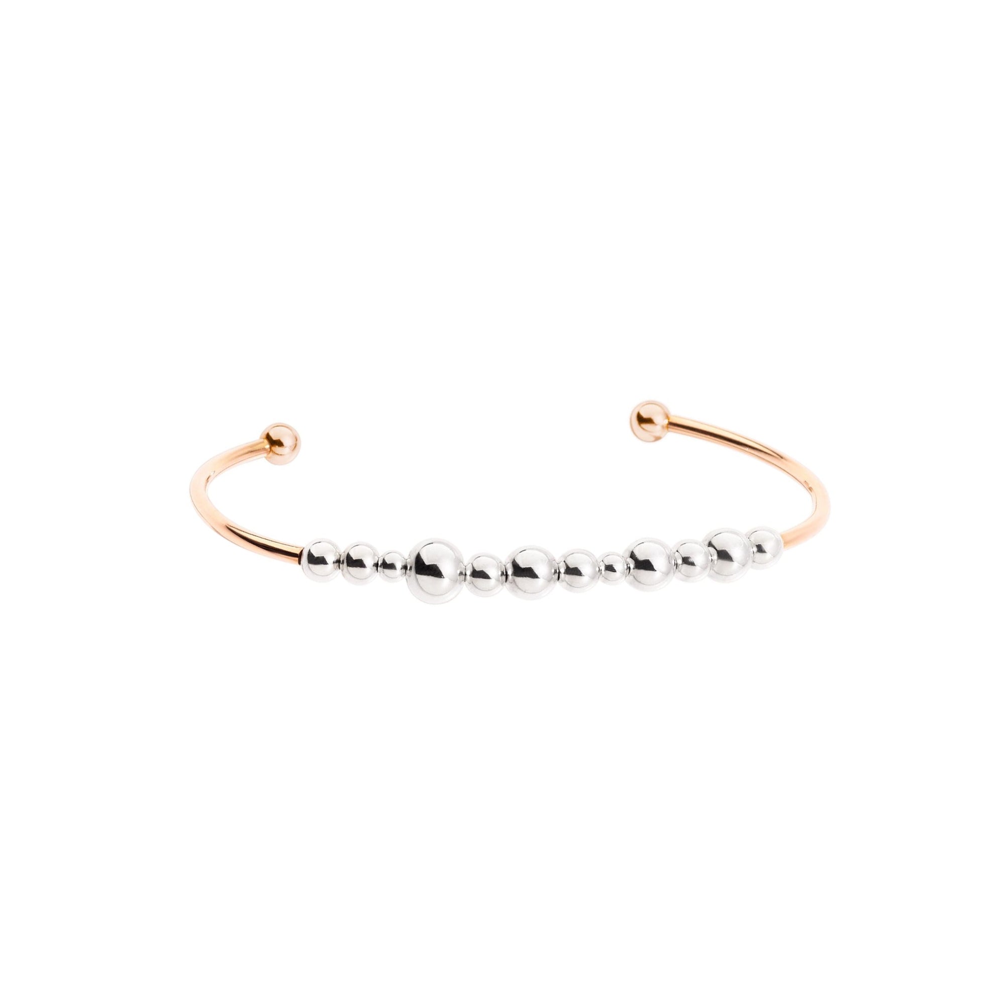 Bollicine cuff in 9K rose gold with 925 silver spheres - Rose Gold & Silver