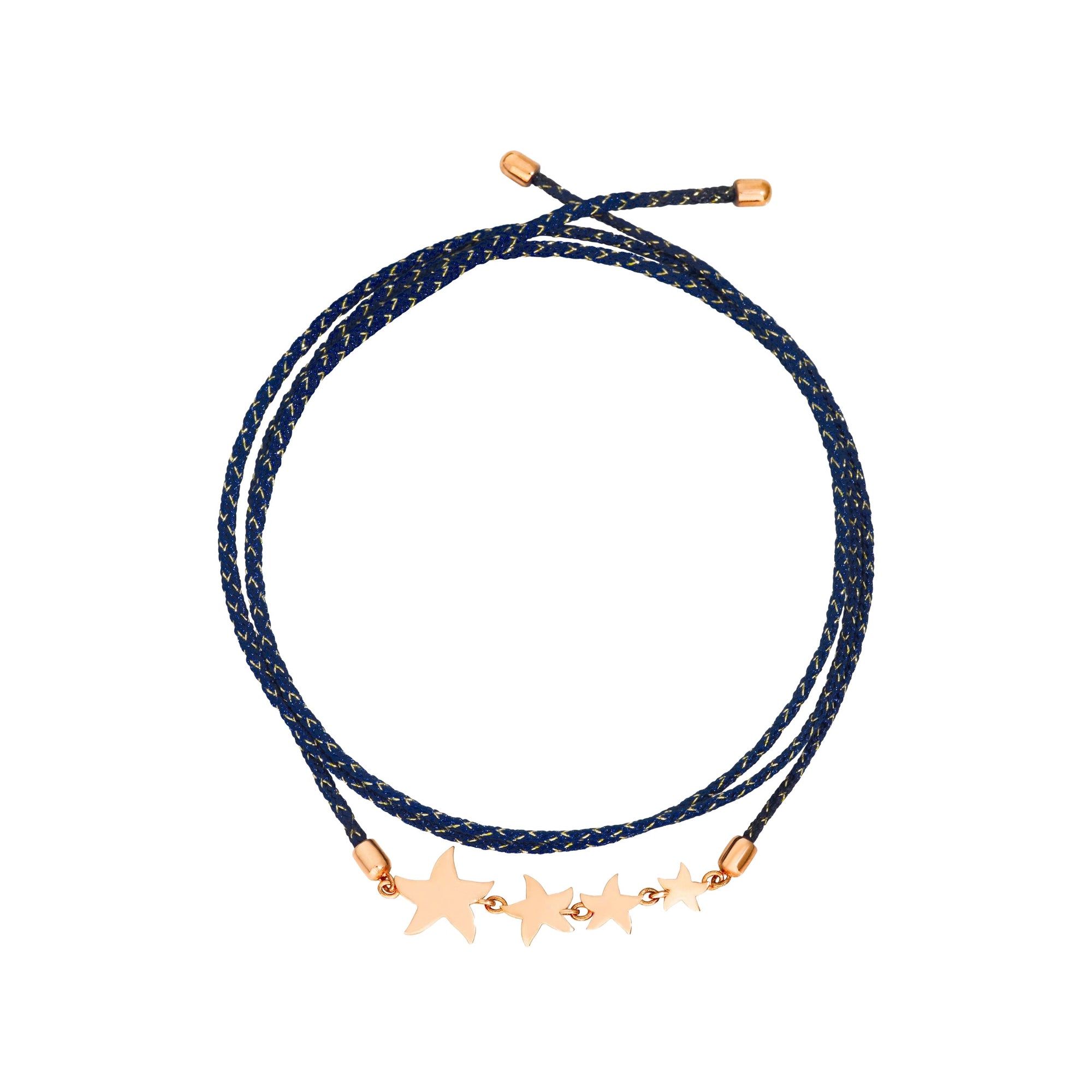 Bracelet in 9K rose gold and blue cord - Rose Gold