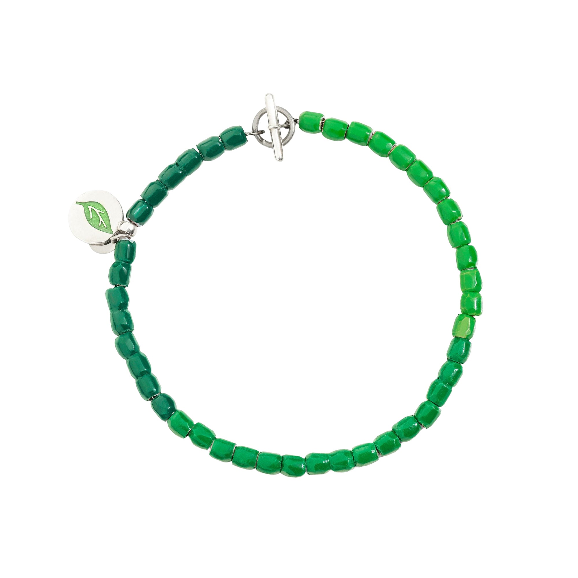 Tenaka mini granelli recycled plastic Bracelet - Silver & Green