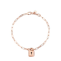 Lock bracelet in 18K rose gold plated silver - Silver