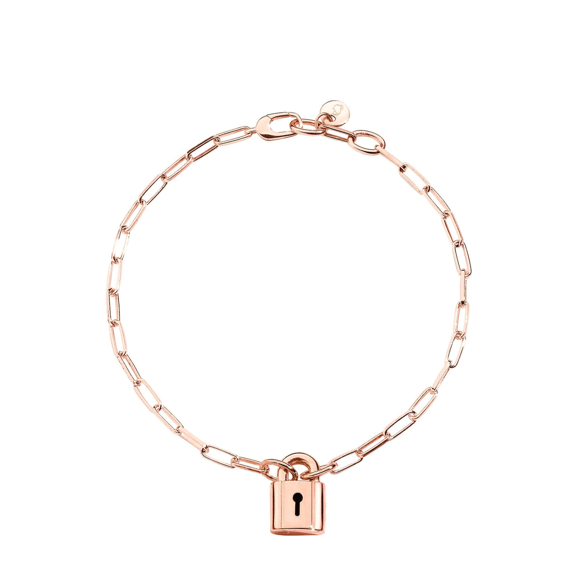 Lock bracelet in 18K rose gold plated silver - Silver