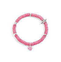 Sterling Silver And Recycled Plastic Rondelle Bracelet, Sterling Silver And Fuchsia Enamel Plaquette - Silver