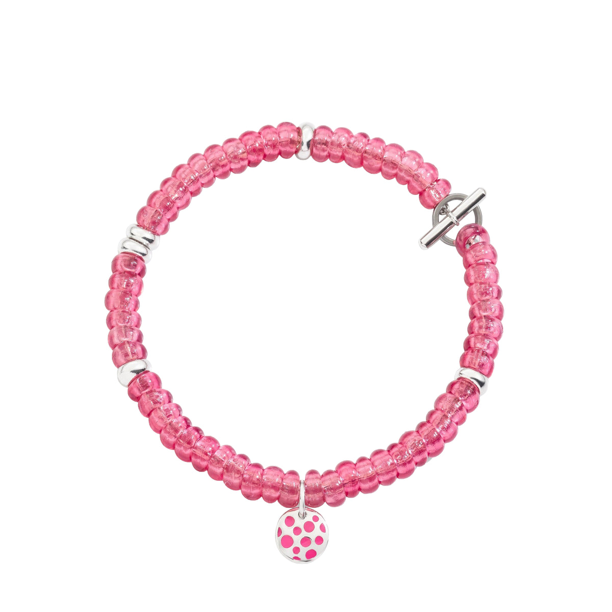 Rondelle sterling Silver & recycled plastic Bracelet - Silver