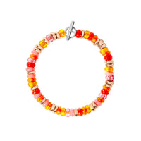 Rondelle gold plated silver & recycled plastic Bracelet - Silver