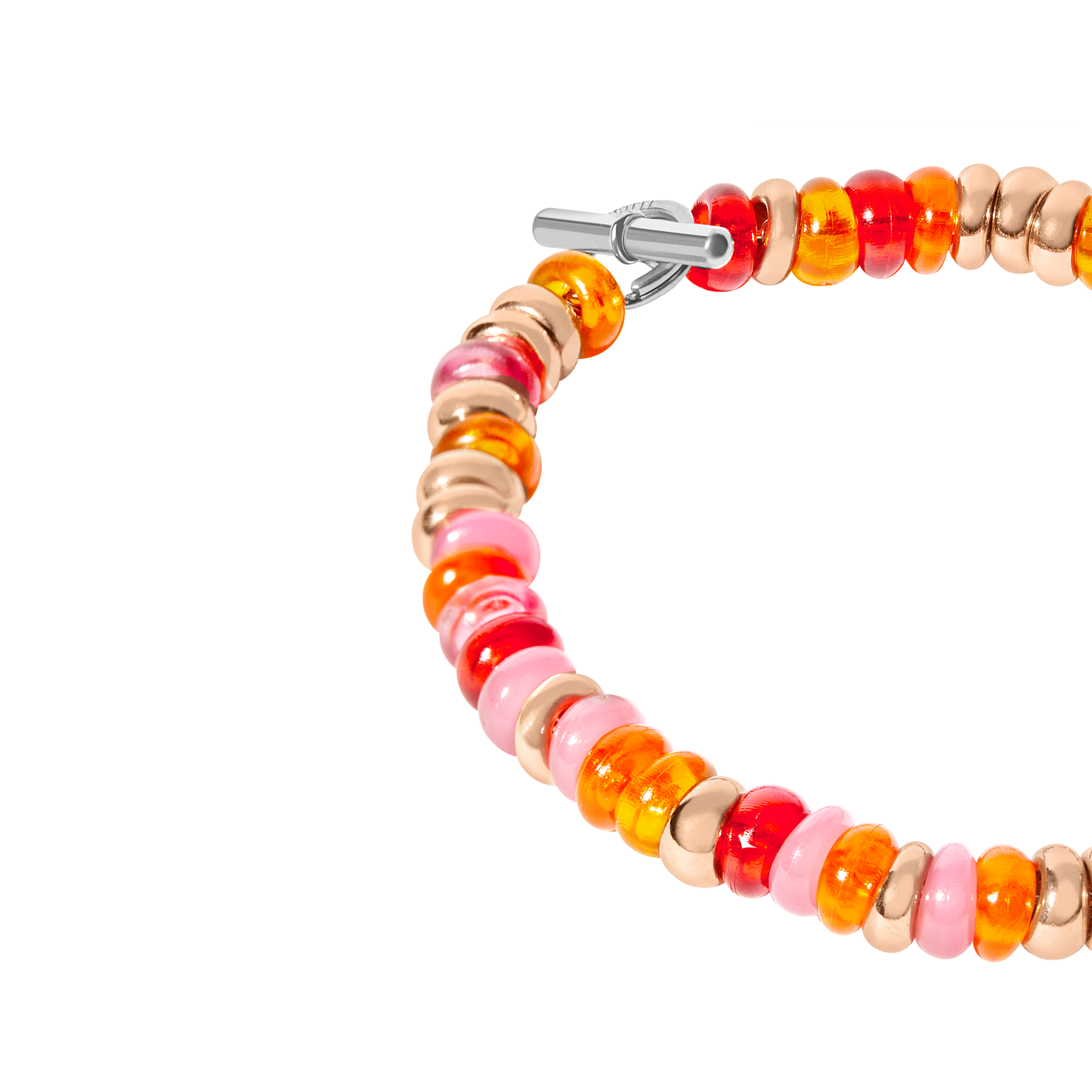 Rondelle gold plated silver & recycled plastic Bracelet - Silver