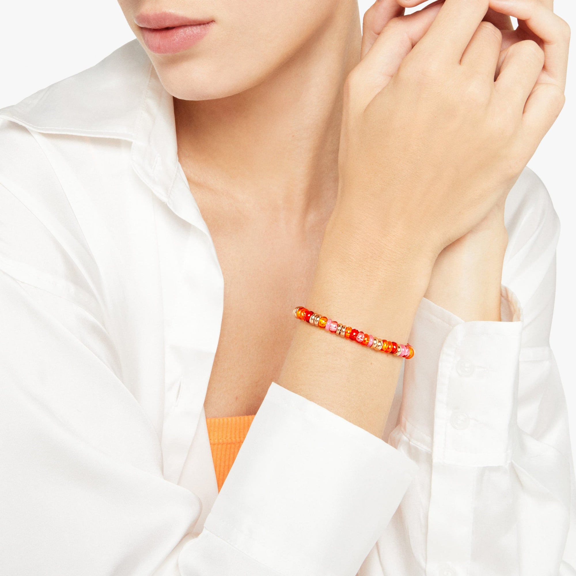 Rondelle gold plated silver & recycled plastic Bracelet - Silver