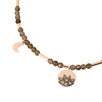 Moon & Sun bracelet in 9K rose gold with smoky quartz, 13 white diamonds and 1 mini icon charm in 9K rose gold (ct 0086) - Rose Gold