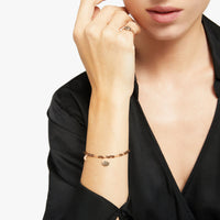 Moon & Sun bracelet in 9K rose gold with smoky quartz, 13 white diamonds and 1 mini icon charm in 9K rose gold (ct 0086) - Rose Gold