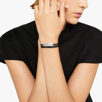Sterling silver ""non accollarti"" teloscrivoio bracelet with black cord - Silver