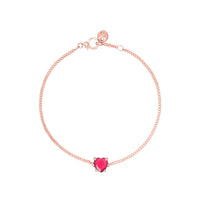 Heart rose gold & ruby Bracelet - Rose Gold