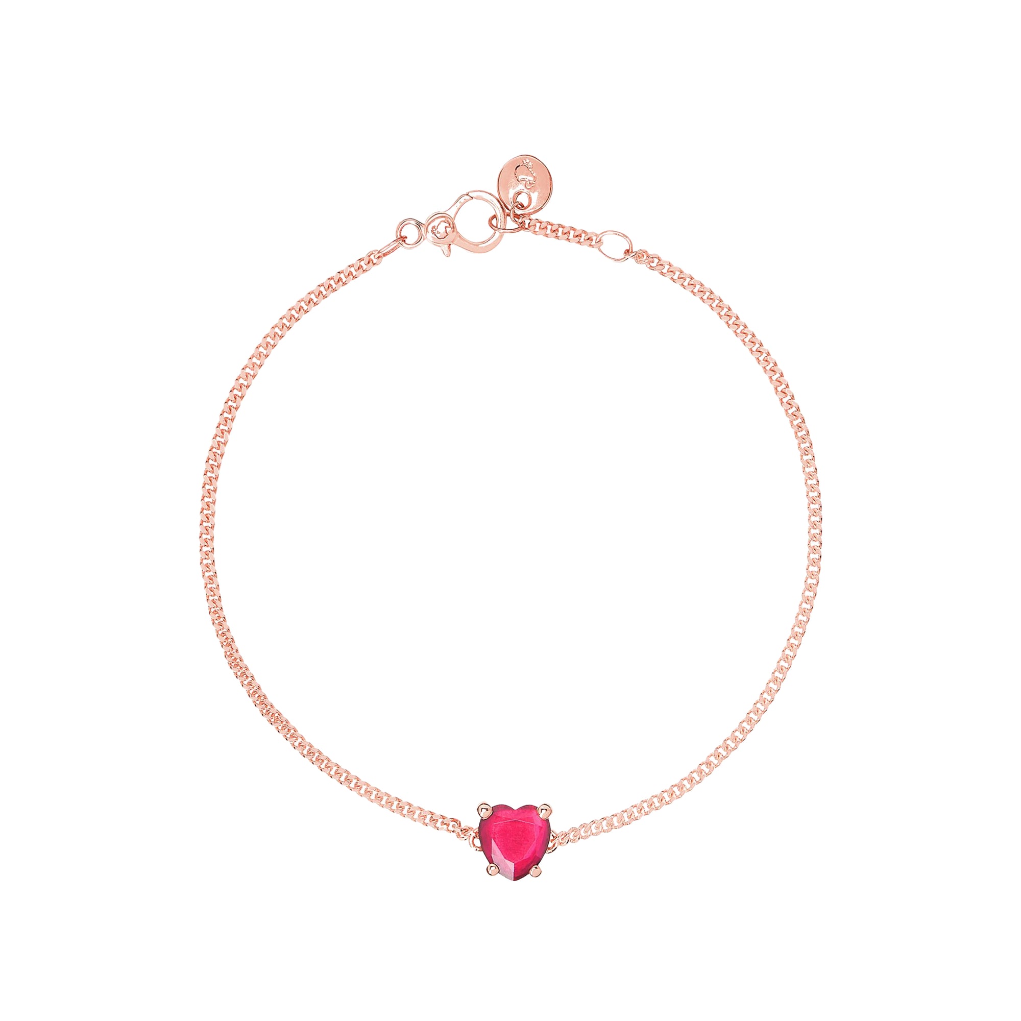Heart rose gold & ruby Bracelet - Rose Gold