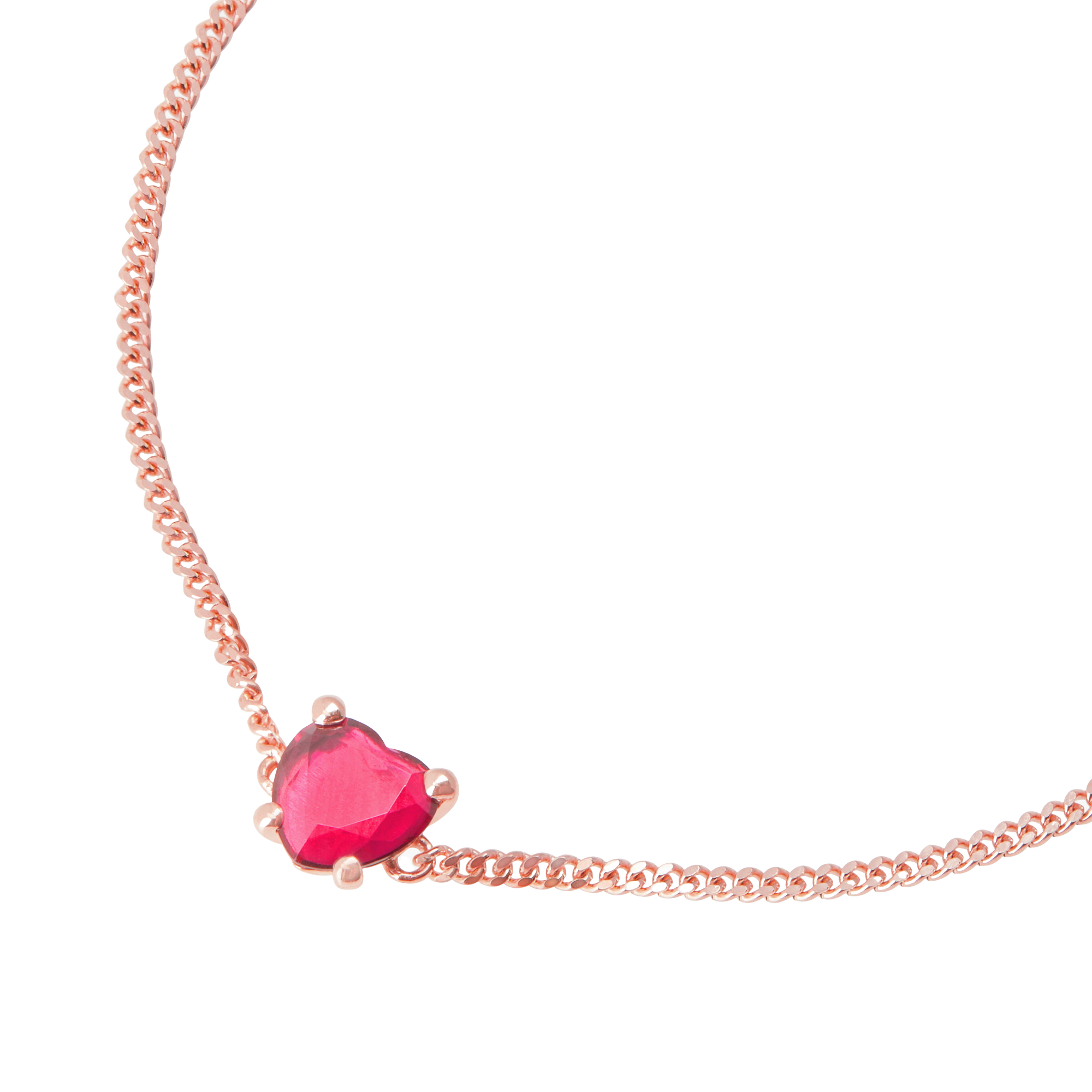 Heart Bracelet in 9K rose gold with 1 synthetic ruby (ct 06) - Rose Gold
