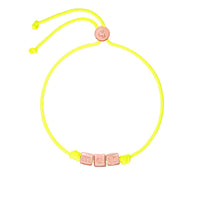 Me symbols gold plated silver cube & cord Bracelet - Silver & Yellow