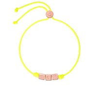 Me symbols gold plated silver cube & cord Bracelet - Silver & Yellow