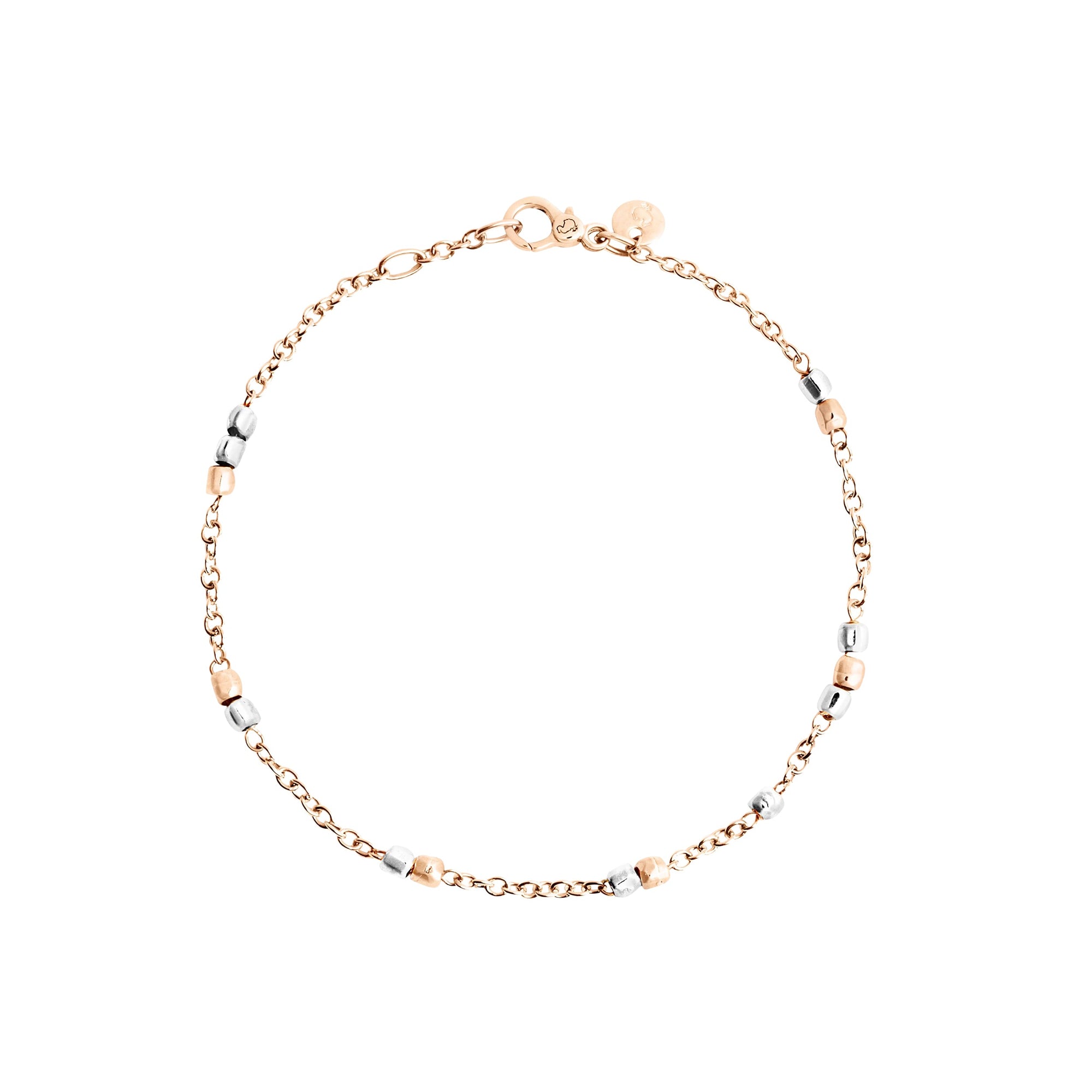 9K rose gold and sterling silver mini Granelli bracelet - Rose Gold & Silver