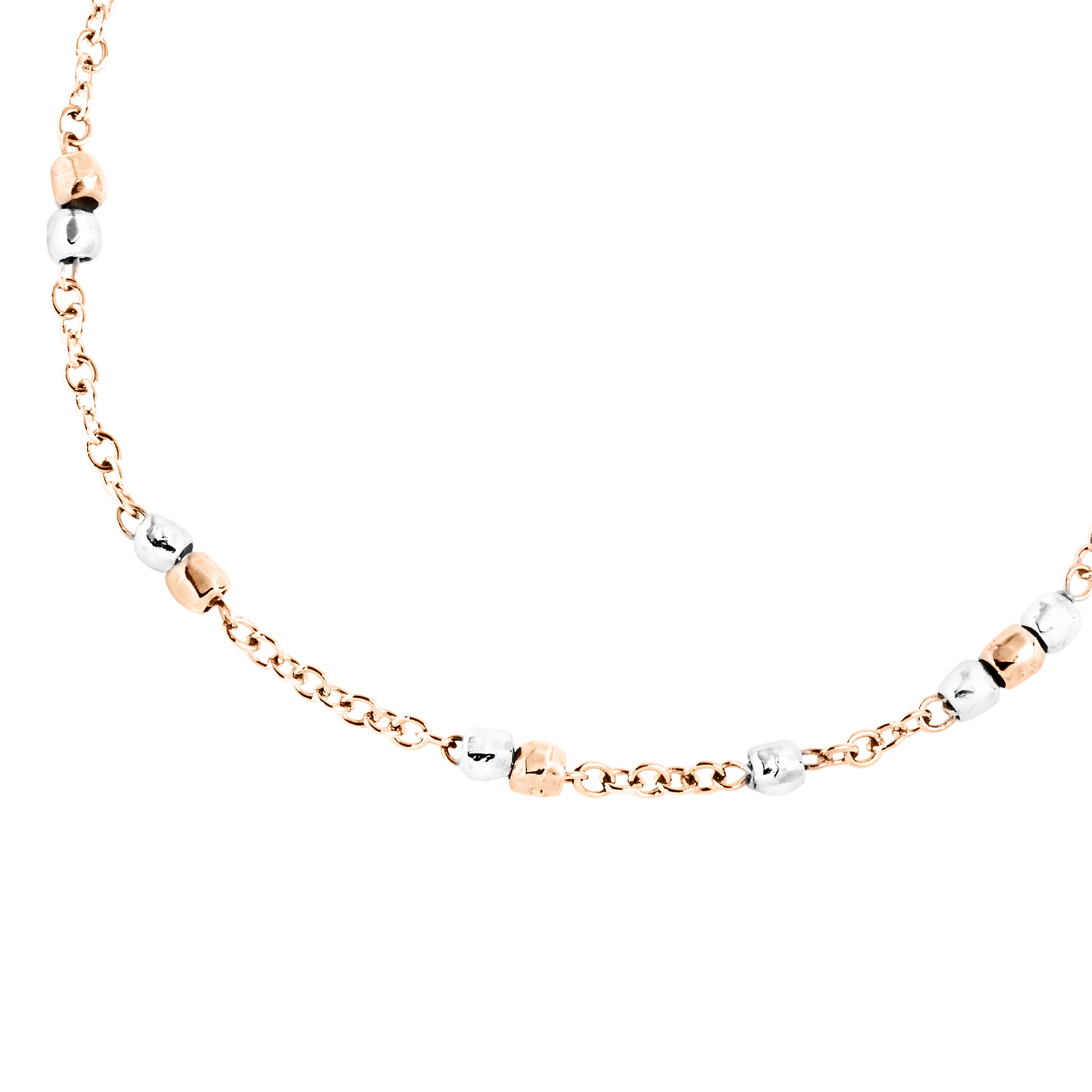 9K rose gold and sterling silver mini Granelli bracelet - Rose Gold & Silver