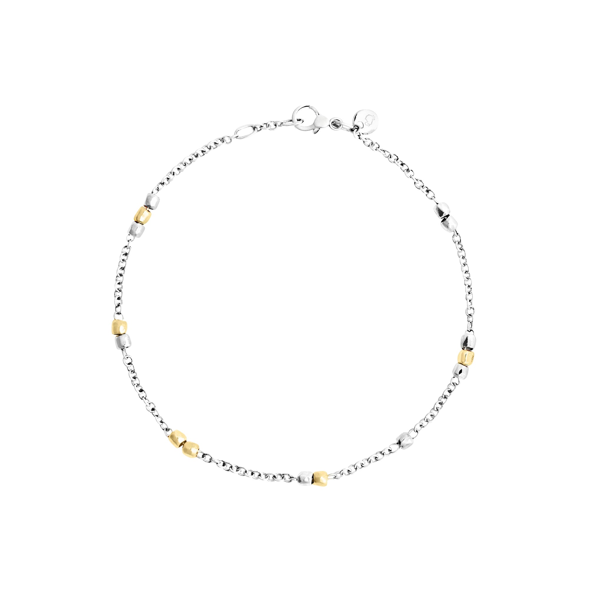 Sterling silver and 18K yellow gold mini Granelli bracelet - Yellow Gold & Silver