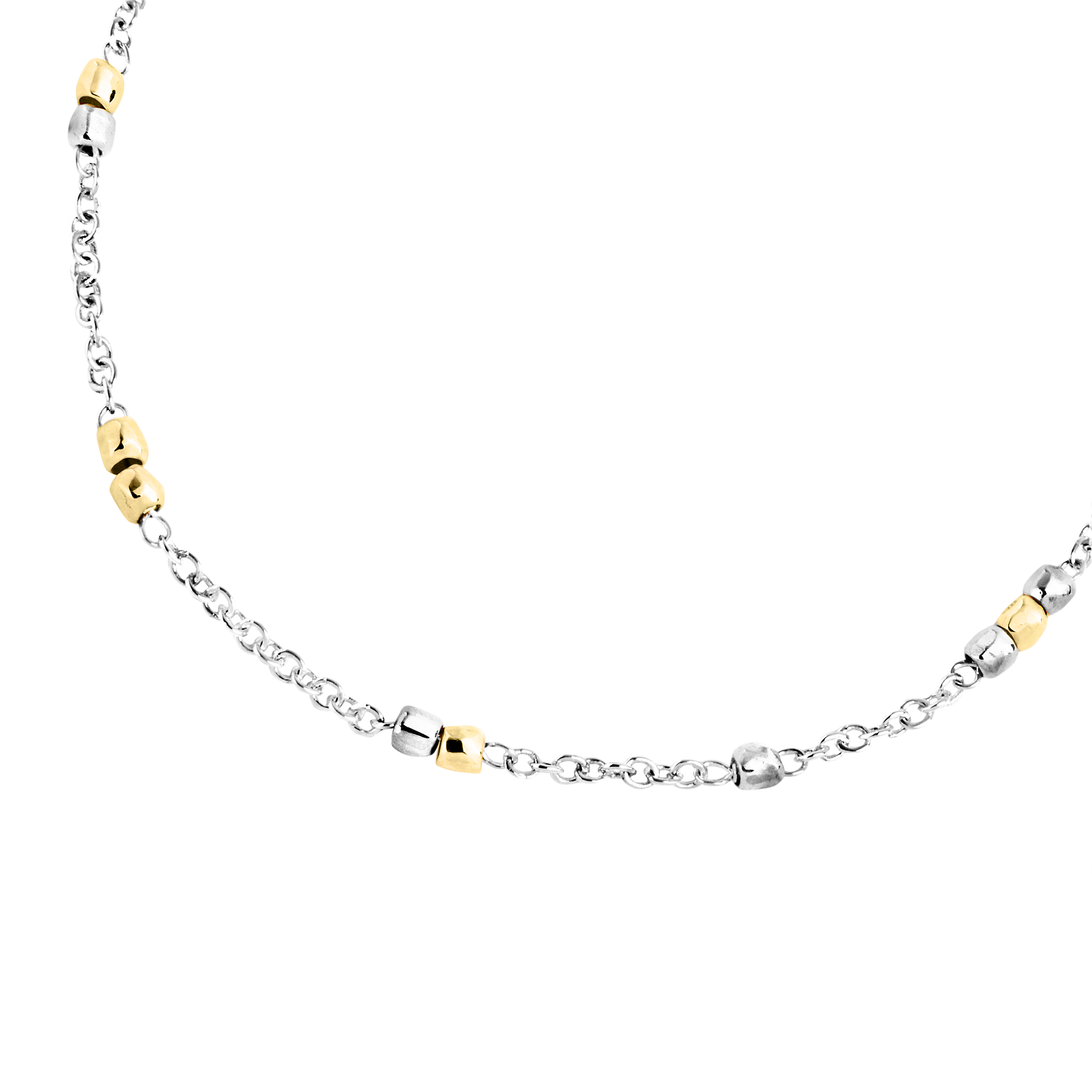 Sterling silver and 18K yellow gold mini Granelli bracelet - Yellow Gold & Silver