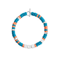 Recycled plastic and sterling silver bold Rondelle bracelet with sterling silver cubes components, stearling silver chain and t-bar, steel brisé ring - Silver