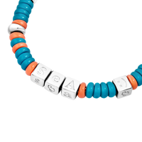 Recycled plastic and sterling silver bold Rondelle bracelet with sterling silver cubes components, stearling silver chain and t-bar, steel brisé ring - Silver