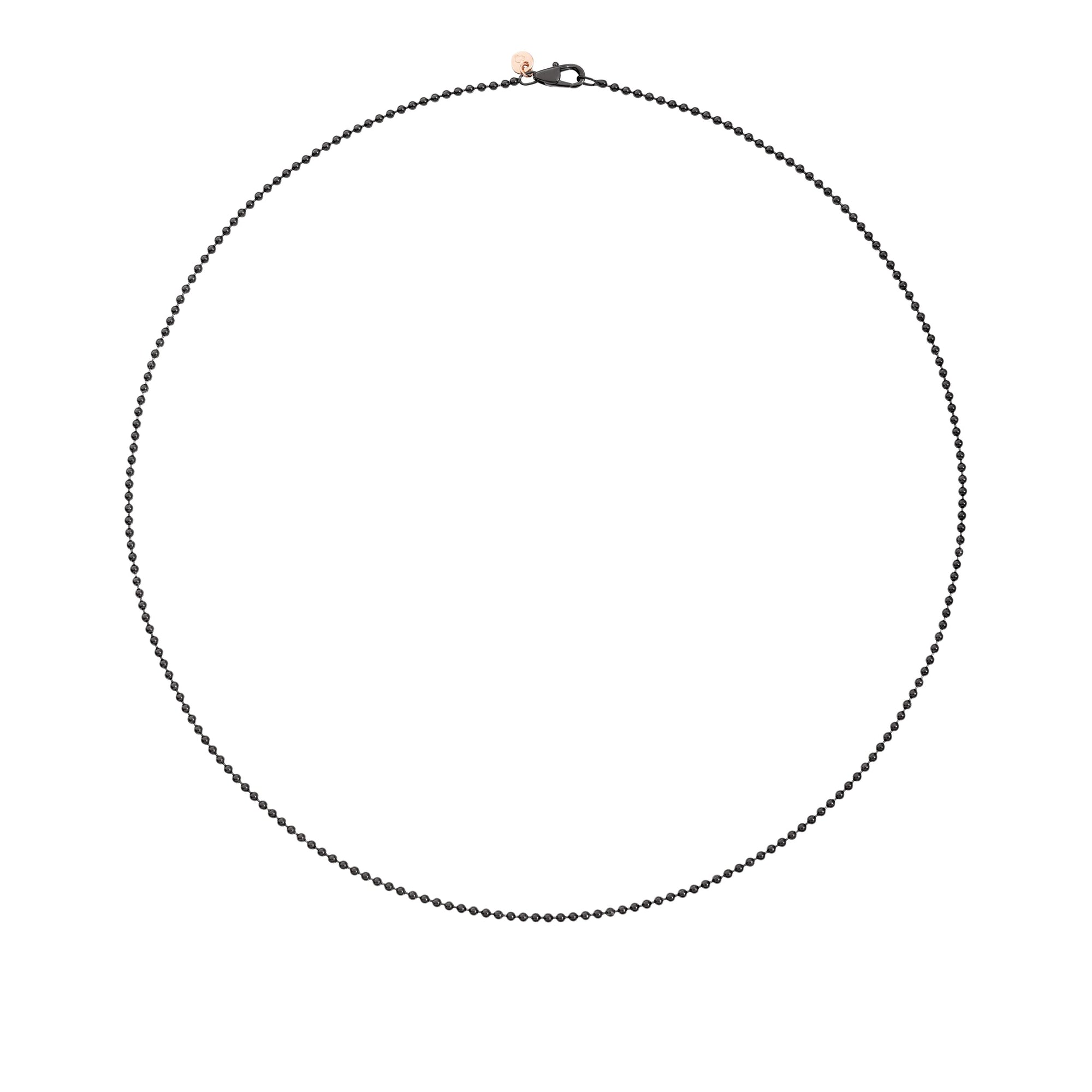 Bollicine necklace in steel and black pvd with plaquette in 9K rose gold - Rose Gold & Steel