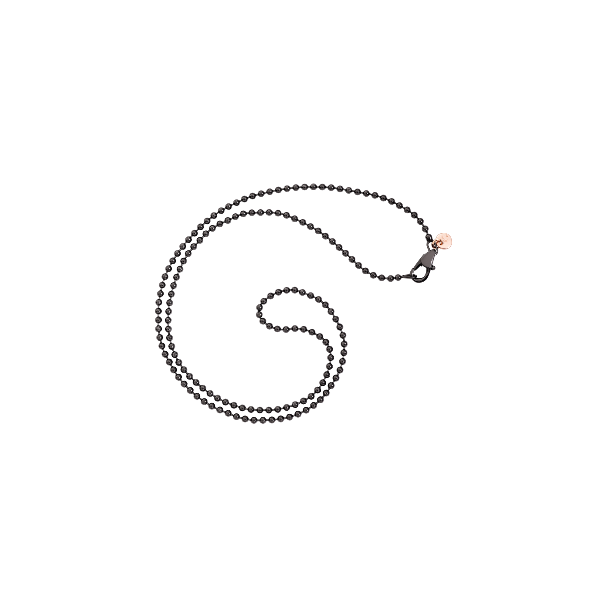 Bollicine necklace in steel and black pvd with plaquette in 9K rose gold - Rose Gold & Steel