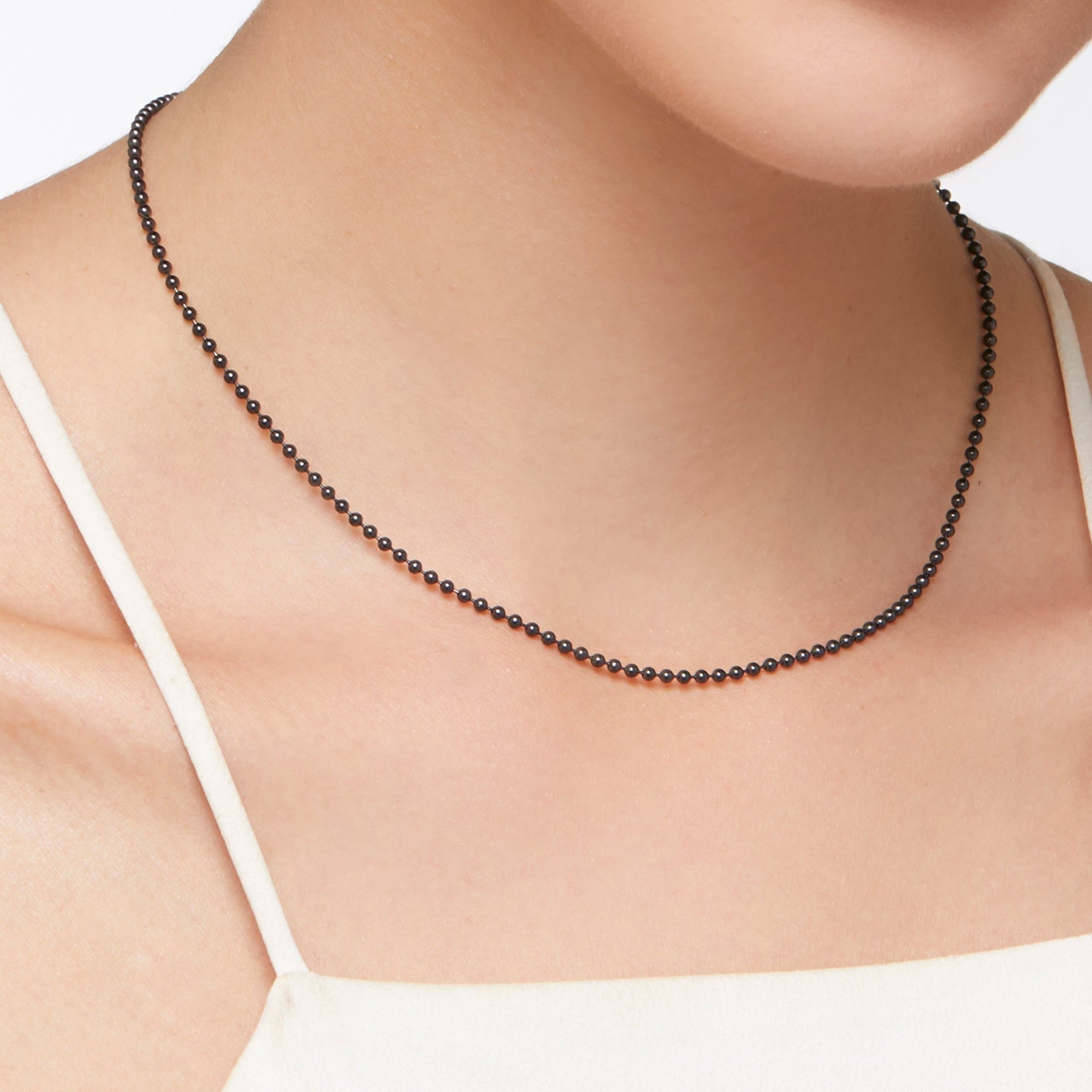 Bollicine necklace in steel and black pvd with plaquette in 9K rose gold - Rose Gold & Steel