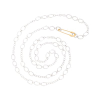 Essentials light chain necklace in sterling silver with safety pin in 18K yellow gold - Yellow Gold & Silver