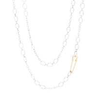 Essentials light chain necklace in sterling silver with safety pin in 18K yellow gold - Yellow Gold & Silver