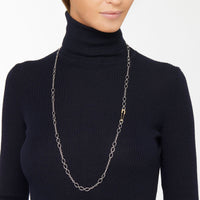 Essentials light chain necklace in sterling silver with safety pin in 18K yellow gold - Yellow Gold & Silver