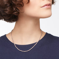 Mini granelli necklace in sterling silver and 9K rose gold, chain and brisè ring in steel, t-bar in 9K rose gold, plaquettes in silver and steel - Rose Gold & Silver