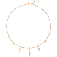 Necklace with 13 stars in 9K rose gold and 3 stars in 9K rose gold with 18 white diamonds (ct 015) - Rose Gold