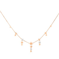Star rose gold & white diamonds Necklace - Rose Gold