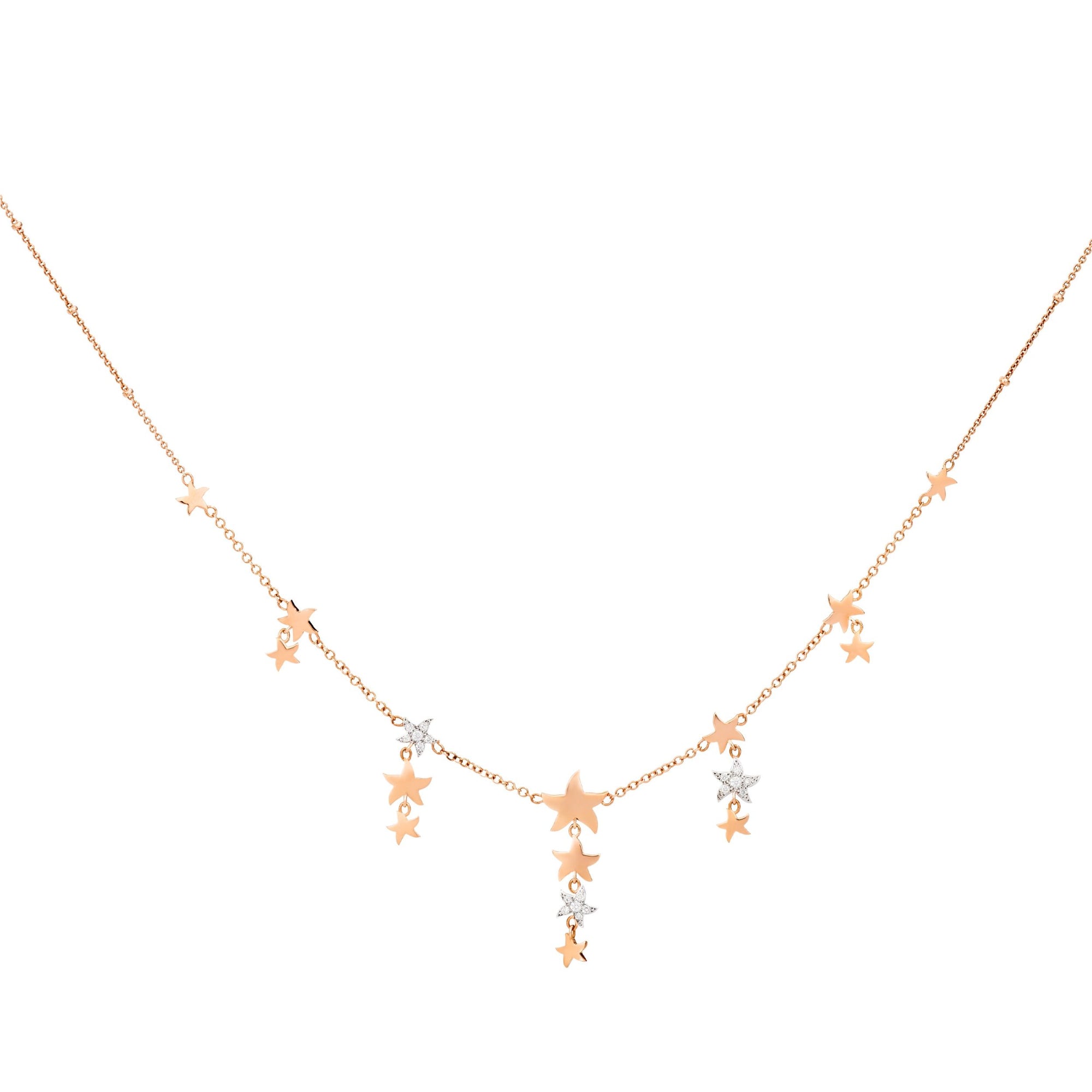 Star rose gold & white diamonds Necklace - Rose Gold