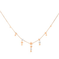 Necklace with 13 stars in 9K rose gold and 3 stars in 9K rose gold with 18 white diamonds (ct 015) - Rose Gold
