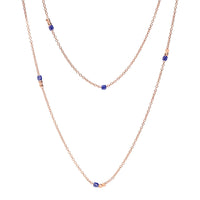 Mini granelli rose gold & blue ceramic Necklace - Rose Gold & Blue