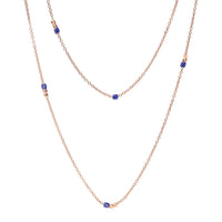 Mini granelli sautoir in 9K rose gold and blue ceramic and plaquette in 9K rose gold - Rose Gold