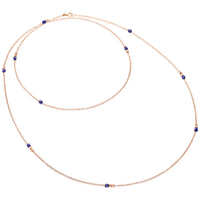 Mini granelli sautoir in 9K rose gold and blue ceramic and plaquette in 9K rose gold - Rose Gold