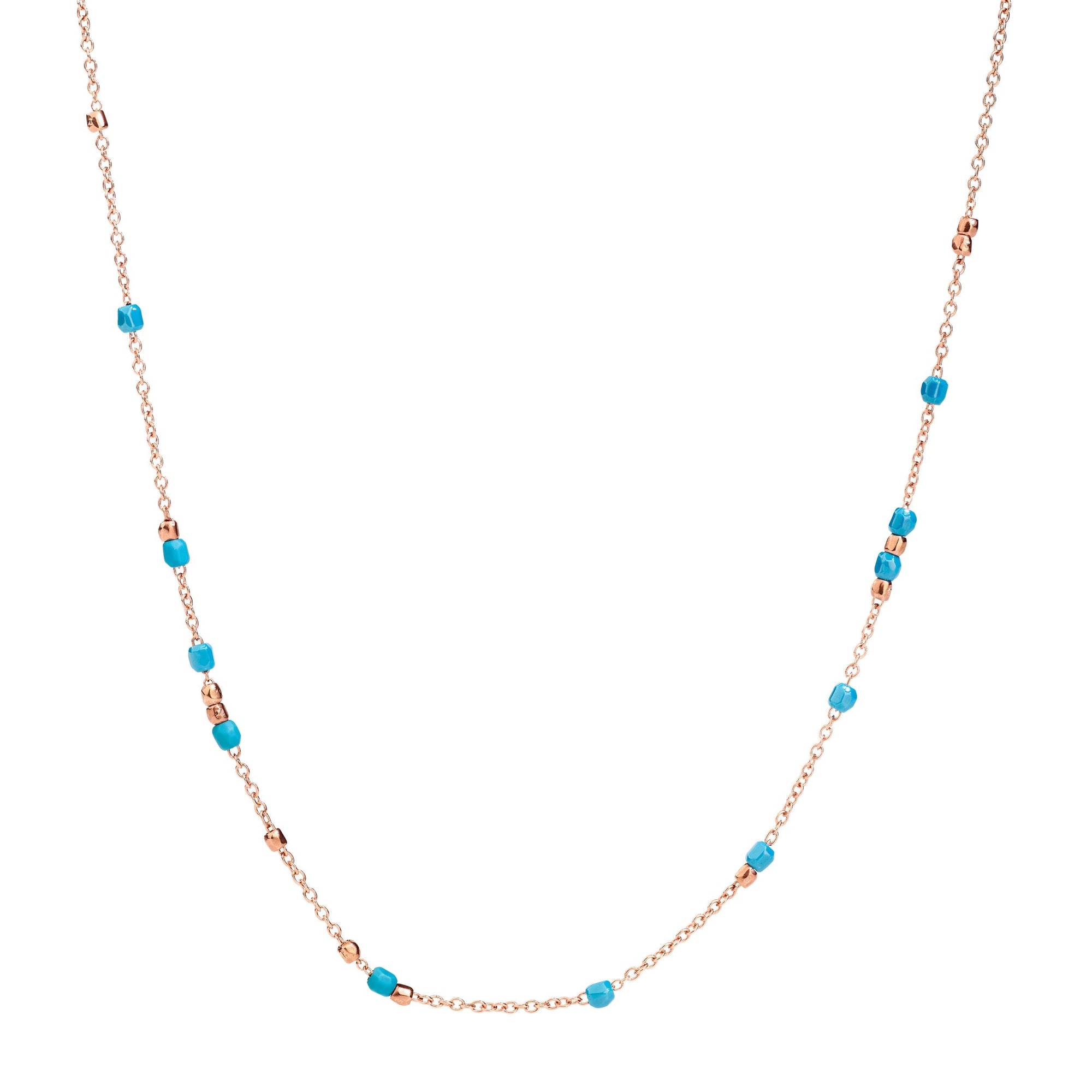 Mini granelli charm in 9K rose fold and turquoise ceramic and plaquette in 9K rose gold - Rose Gold