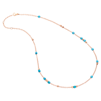 Mini granelli charm in 9K rose fold and turquoise ceramic and plaquette in 9K rose gold - Rose Gold