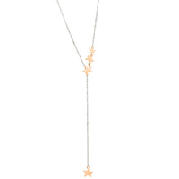 Lariat necklace in silver and 9K rose gold with stars - Rose Gold & Silver