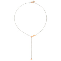 Lariat necklace in silver and 9K rose gold with stars - Rose Gold & Silver