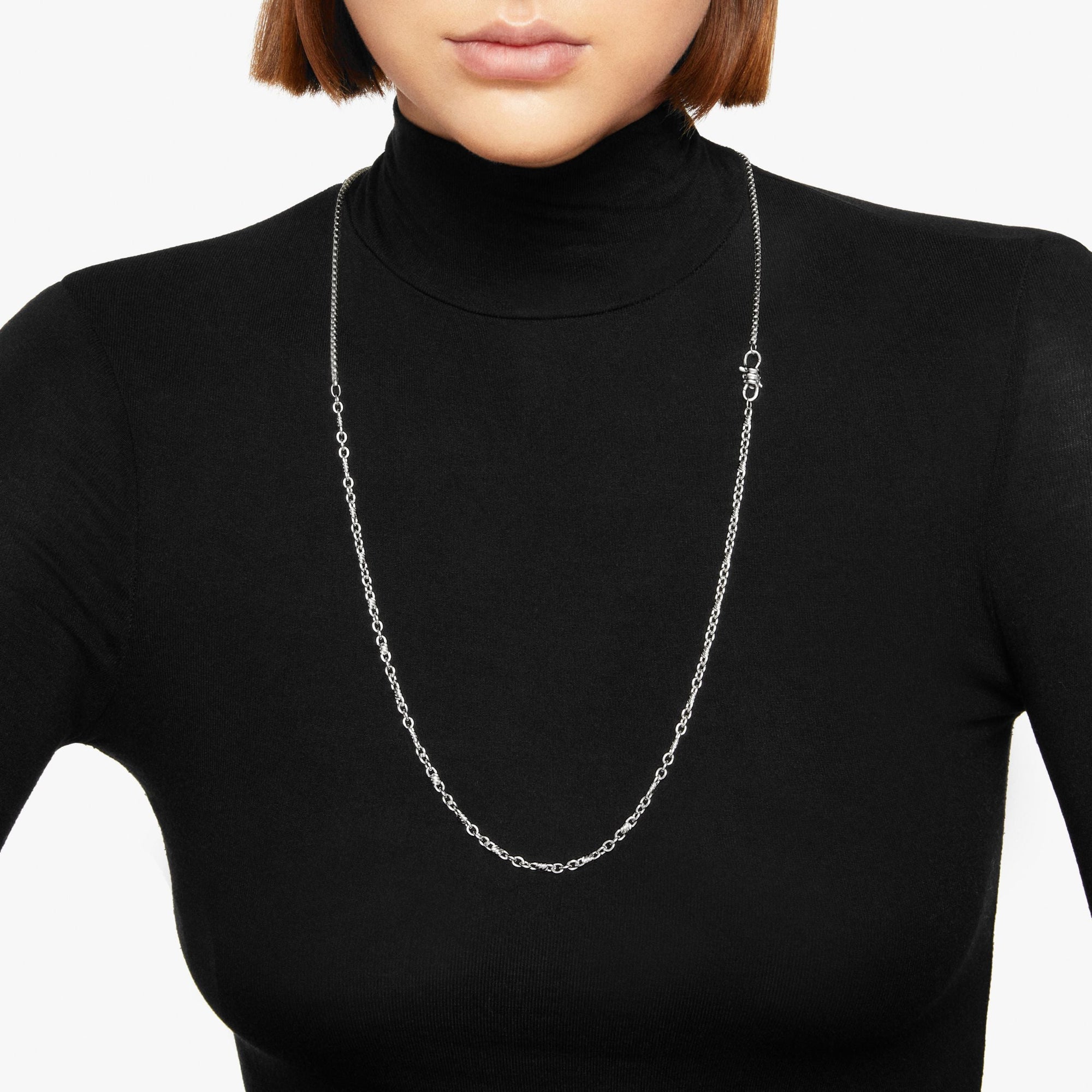 Nodo Necklace in 925 sterling silver with Nodo snap hook closure - Silver