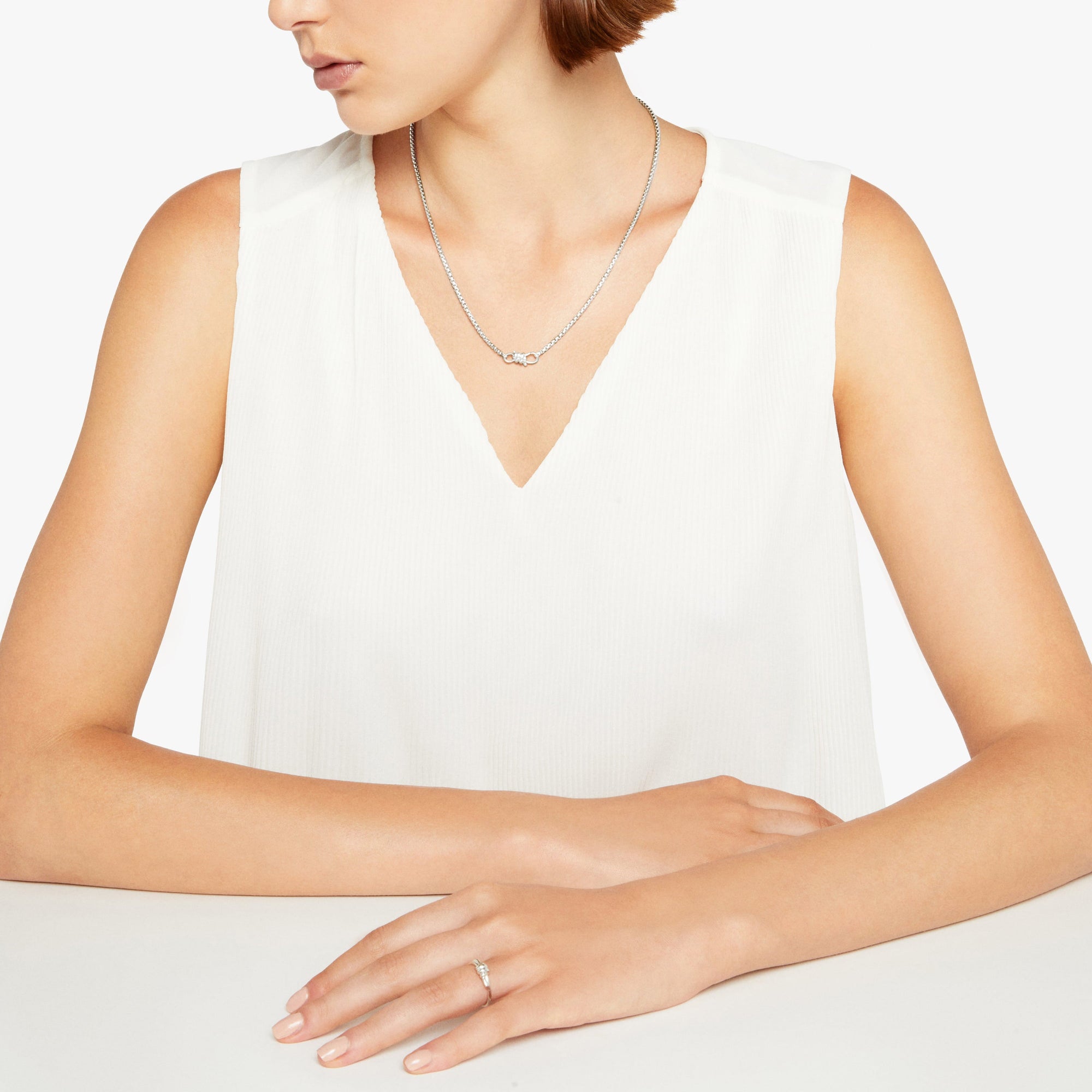 Nodo Necklace in 925 sterling silver with Nodo snap hook closure - Silver
