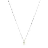 Lock necklace in 925 sterling silver with plaquette in 925 sterling silver - Silver