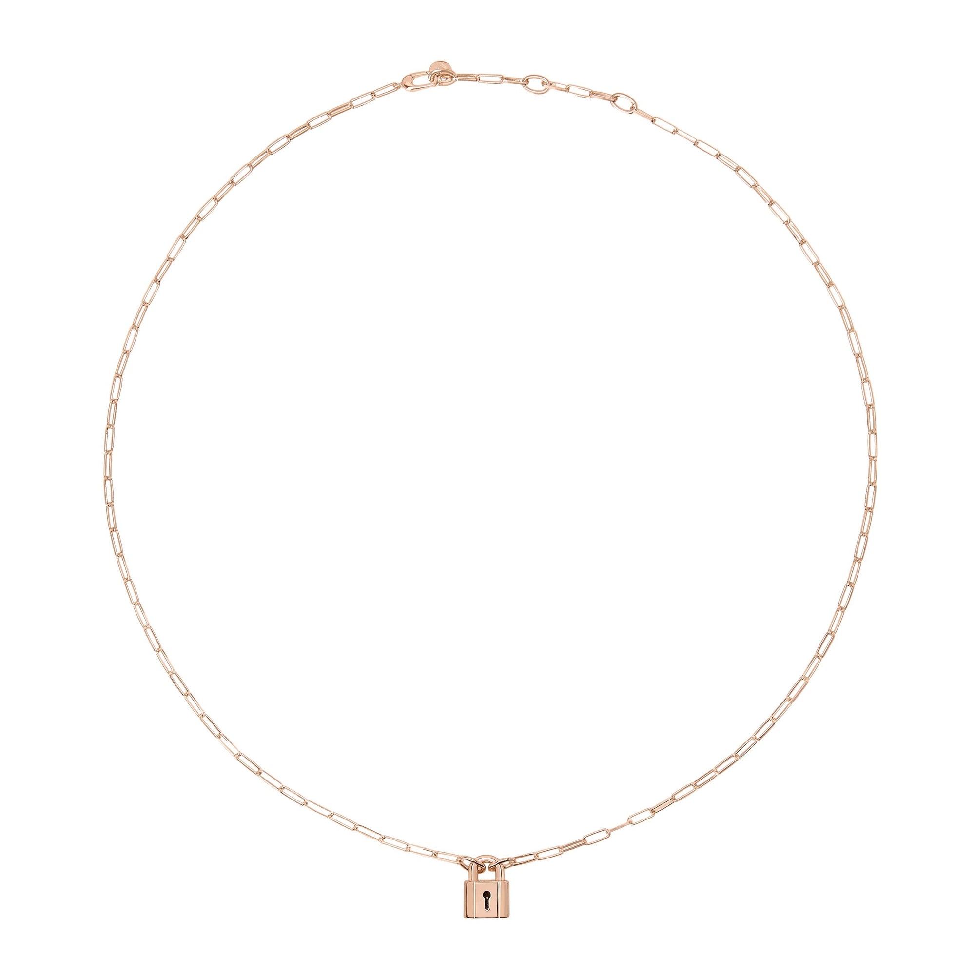 Lock rose gold plated silver Necklace - Rose Gold