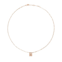 Lock necklace in 18K rose gold plated silver with plaquette in 18K rose gold plated silver - Silver