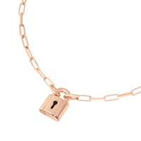 Lock rose gold plated silver Necklace - Rose Gold